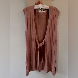 Sleeveless Ribbed Tie-Front Vest